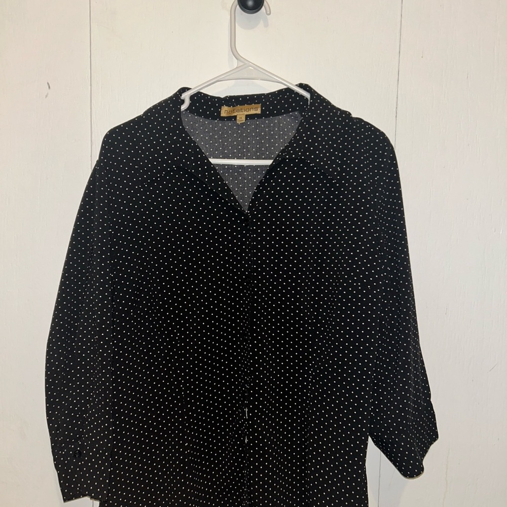 Notations Black and White Polka Dot Top